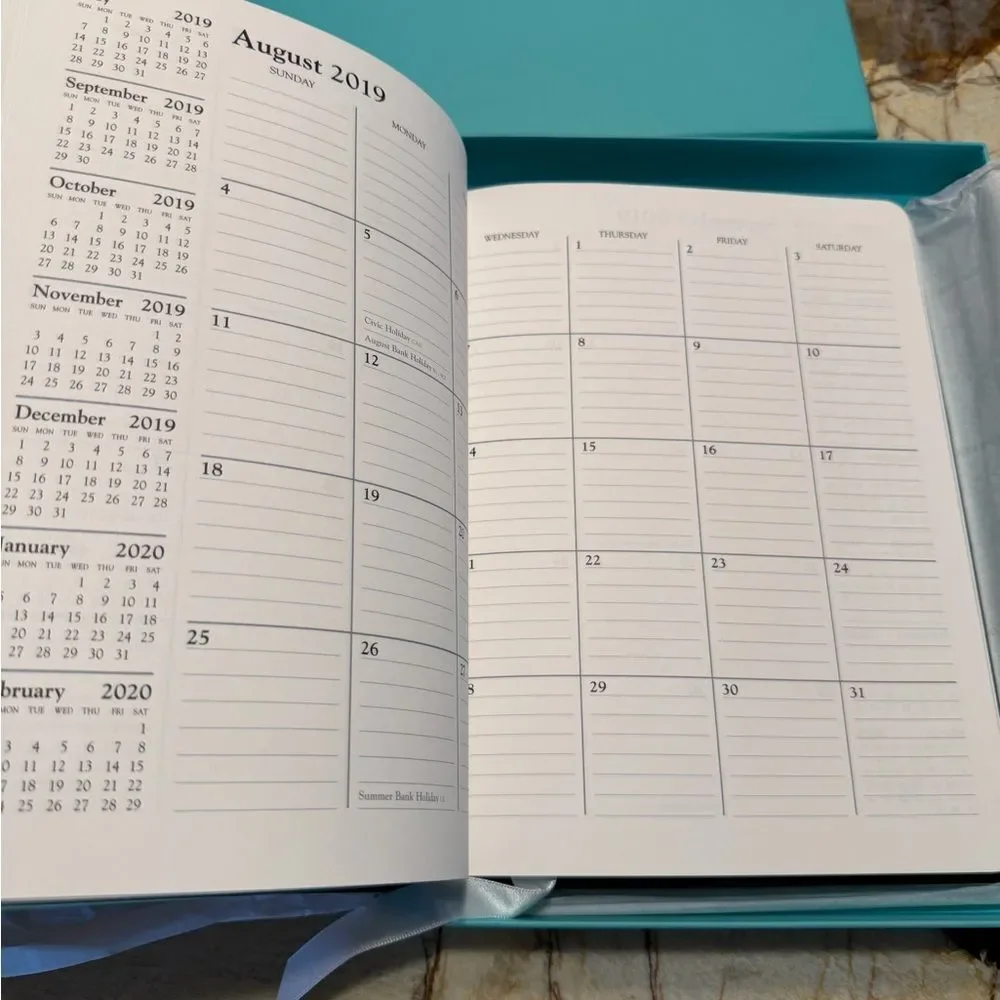 Tiffany & Co Large Black Leather Blue Box 2019 Journal Planner New Never Used